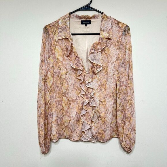 MAJORELLE Tops - Majorelle Marina Snake Print Chiffon Blouse Small Women